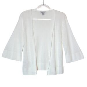 Tommy Bahama Linen Bell Sleeve Cardigan 3/4 Sleeve White Lightweight Size M